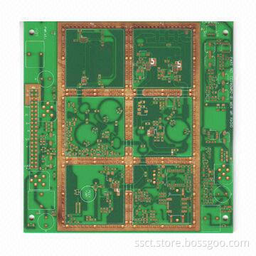 High Frequency Multilayer PCB with 4 Layers, Laminated by Rogers and FR-4